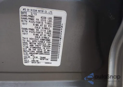 2013 Nissan Rogue Sv W/Sl Pkg z USA, uszkodzony, nr VIN JN8AS5MT2DW525889